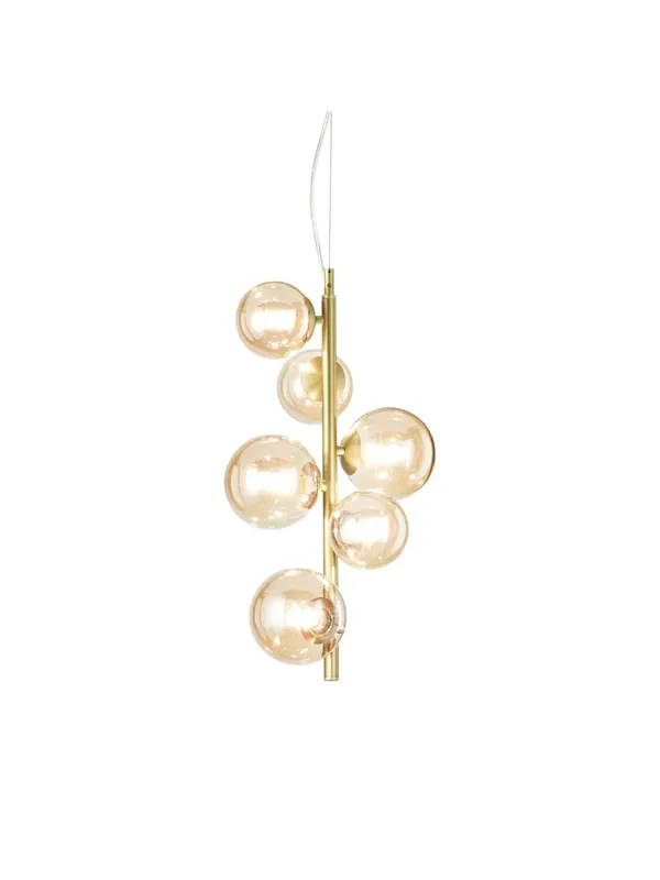 Lampadario moderno design minimal oro con sfere ambra 6 luci DL1846 Prezzo Basso