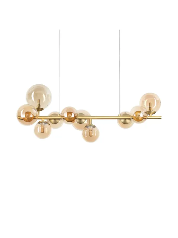 Lampadario moderno design minimal oro con sfere ambra 10 luci DL1845 Prezzo Ridotto