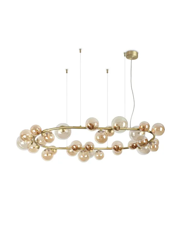 Offerta Limitata Lampadario moderno design minimal ovale oro con sfere 30 luci DL1842