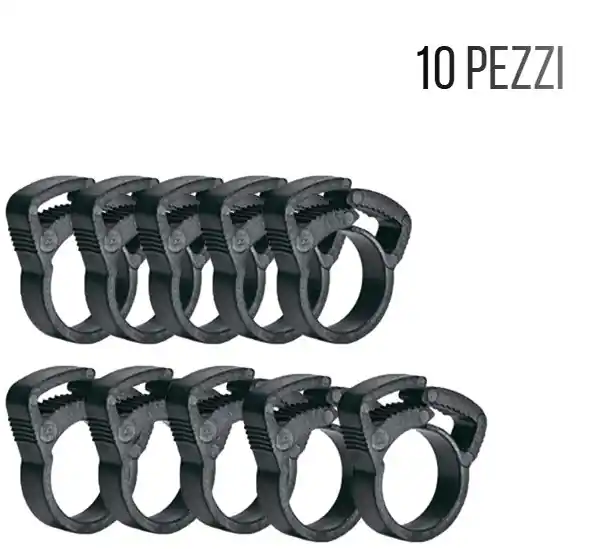 Spedizione Espresso Set 10 Pezzi Fascette Stringitubo a Scatto Ø 16mm - Anello di Serraggio per Tubi, Cavi e Idraulica - Chiusura Rapida a Pressione