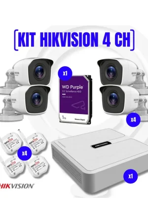 Kit videosorveglianza canali 4 turret 4 pezzi da 2megapixel 1 fvr turbo had hiwatch series 4 alimentatori 1 hardisk hikvision Offerta