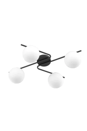 Acquista Ora Plafoniera moderna nera con sfere in vetro bianco a 4 luci tpl 0921