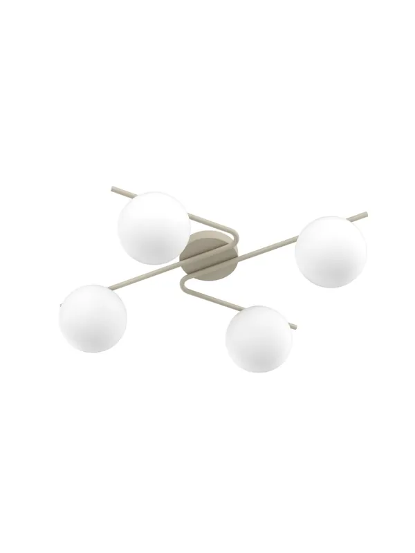 Plafoniera moderna sabbia con sfere in vetro bianco a 4 luci tpl 0920 Professionale