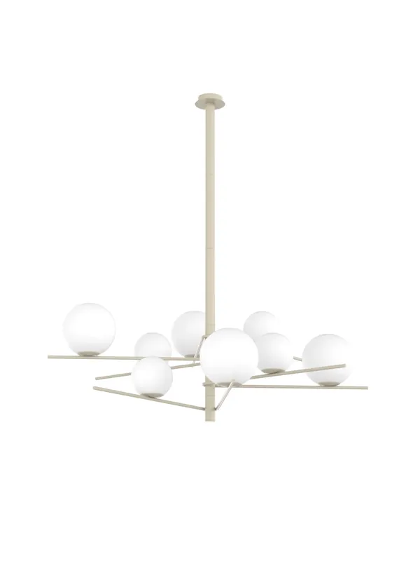 Prezzo Ridotto Plafoniera lampadario moderno sabbia con sfere in vetro bianco a 8 luci tpl 0917