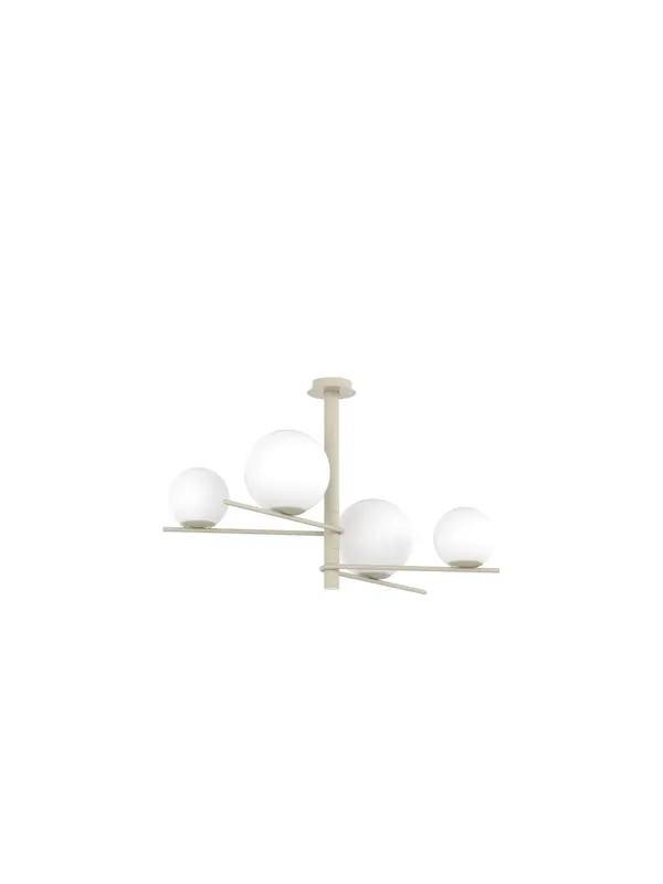 Prezzo Scontato Plafoniera lampadario moderno sabbia con sfere in vetro bianco a 4 luci tpl 0915