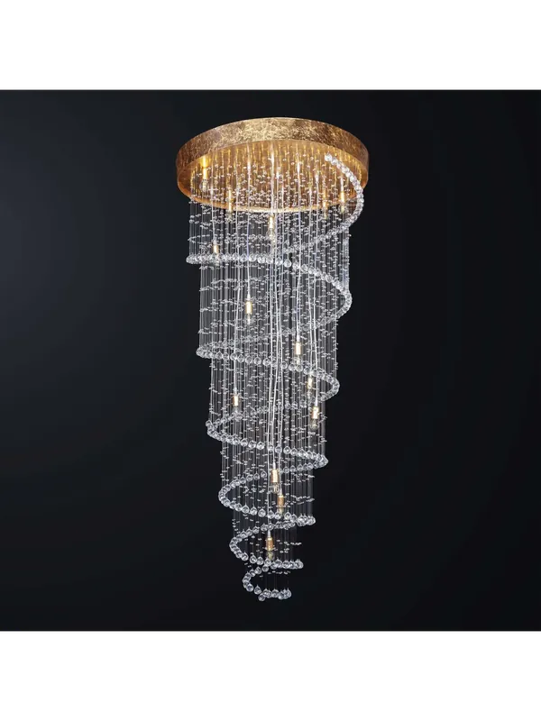 Lampadario classico cascata di cristallo foglia oro a 15 luci BGA 3506-15 Quantità Limitata