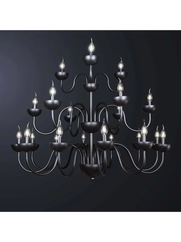 Lampadario classico in ferro battuto nero a 21 luci BGA 3504-21 Esclusivo