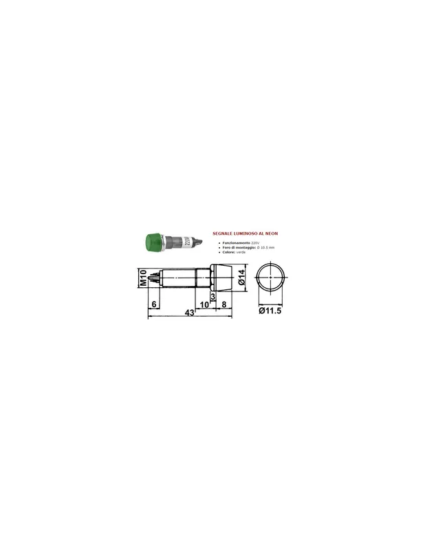 Acquista Ora lampada segnalazione neon verde 220v