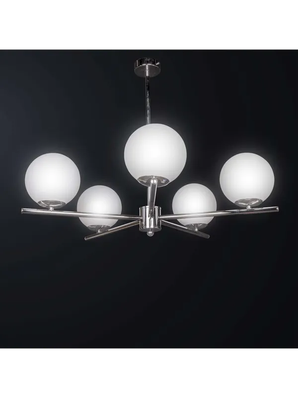 Lampadario moderno cromato con sfere in vetro a 5 luci BGA 3492-5 Offerta Del Giorno