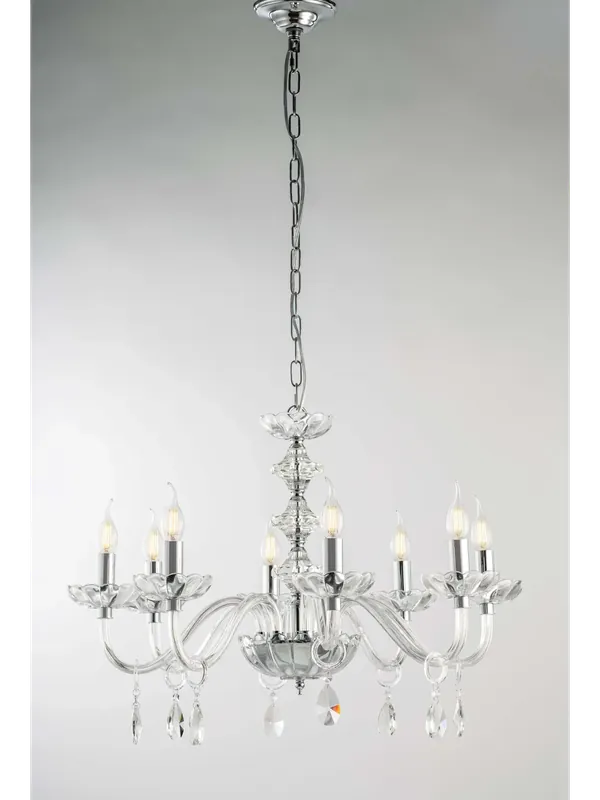 Sconto Lampadario moderno in cristallo trasparente cromato a 8 luci luxury lgt 147