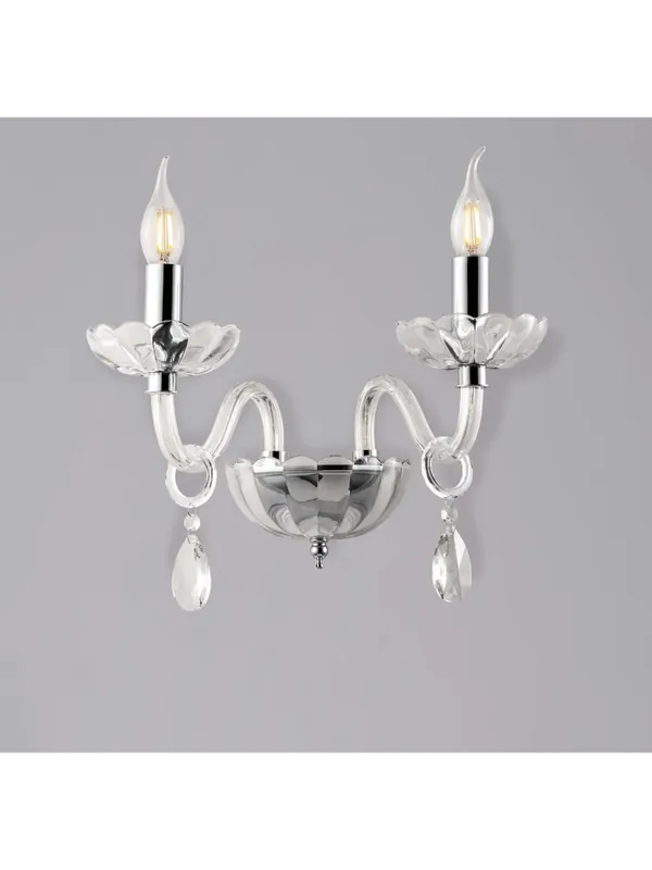 Applique moderno in cristallo trasparente cromato a 2 luci luxury lgt 146 Occasione Imperdibile