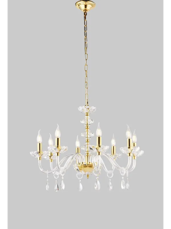 Lampadario classico in cristallo trasparente oro a 8 luci luxury lgt 140 Vendita Finale