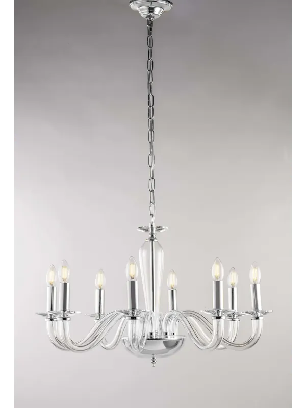 Reso Gratuito Lampadario moderno in cristallo trasparente cromo a 8 luci luxury lgt 138