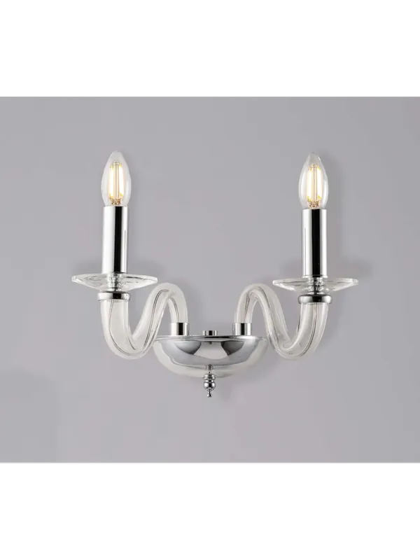 Offerta Applique moderno in cristallo trasparente cromo a 2 luci luxury lgt 137