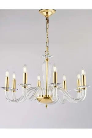 Ultime Pezzi Lampadario classico in cristallo trasparente oro a 8 luci luxury lgt 131