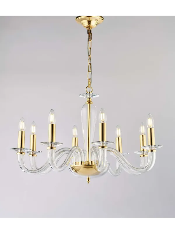 Ultime Pezzi Lampadario classico in cristallo trasparente oro a 8 luci luxury lgt 131