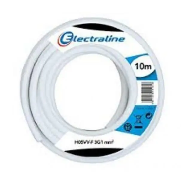 Prezzo Conveniente ELECTRALINE 10MT DI CAVO H05VV-F 3 CONDUTTORI SEZIONE 1MMQ CON GIALLO/VERDE COLORE BIANCO 11721