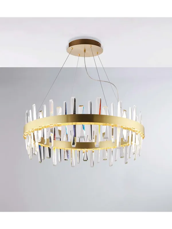 Lampadario a led moderno in cristallo oro d.60cm luxury lgt 100 Promozione