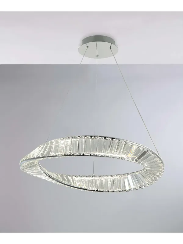 Lampadario a led moderno 1 cerchio in cristallo cromato luxury lgt 098 Popolare