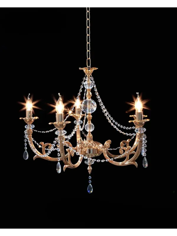 Promo Stagionale Lampadario classico in ottone e cristallo oro francese a 5 luci CL123