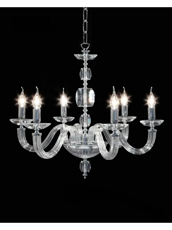 Lampadario contemporaneo in cristallo trasparente cromo a 6 luci CL096 Compra Oggi Stesso