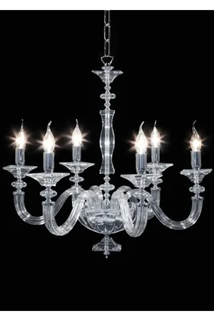 A Buon Prezzo Lampadario contemporaneo in cristallo trasparente cromo 6 luci CL092