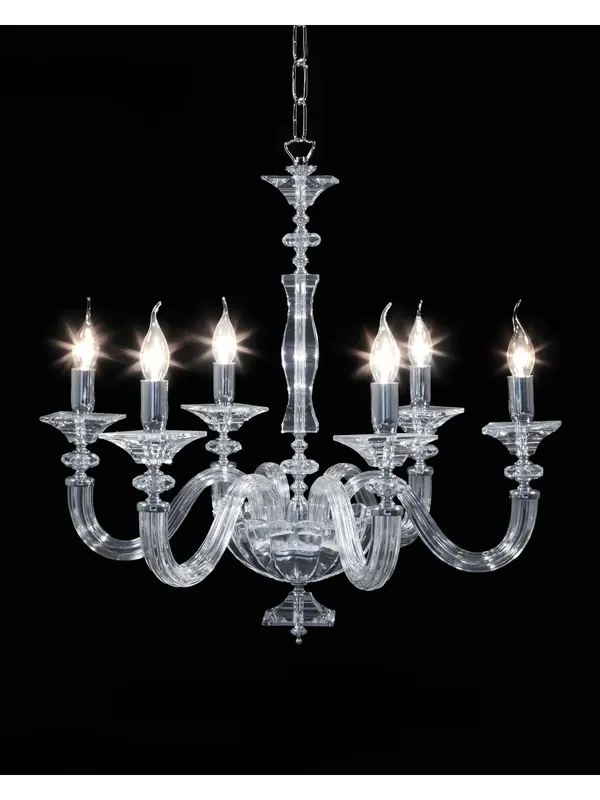 A Buon Prezzo Lampadario contemporaneo in cristallo trasparente cromo 6 luci CL092