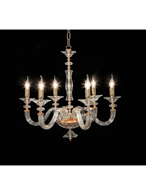Lampadario classico in cristallo trasparente oro a 6 luci CL091 Subito Disponibile