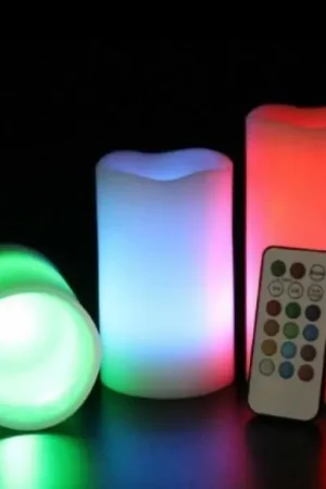 ELETTROSERVICE 3 CANDELE LED IN CERA A BATTERIA RGB CAMBIACOLORE TRAMITE TELECOMANDO IG112 Acquista Ora