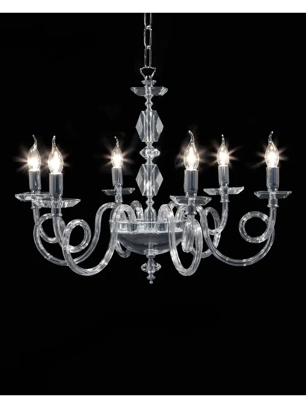 Lampadario contemporaneo in cristallo trasparente cromo a 6 luci CL084 Bestseller