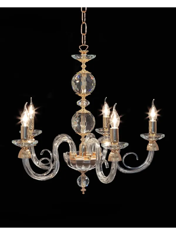 Lampadario classico in cristallo trasparente oro a 5 luci CL082 Saldi