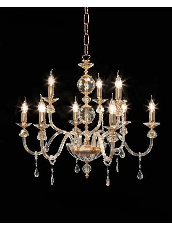 Lampadario classico in cristallo trasparente oro a 9 luci CL079 Saldi