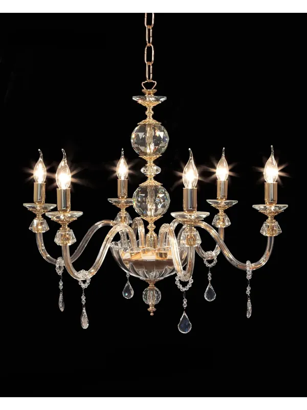Lampadario classico in cristallo trasparente oro a 6 luci CL078 Solo Oggi