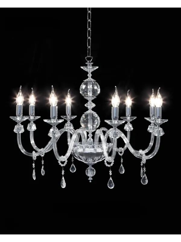 Lampadario contemporaneo in cristallo trasparente cromo a 8 luci CL077 Offerta Speciale