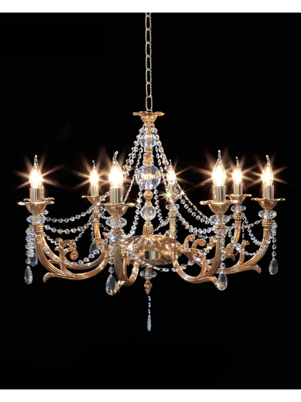 Lampadario classico in ottone e cristallo oro francese a 8 luci CL122 Novità