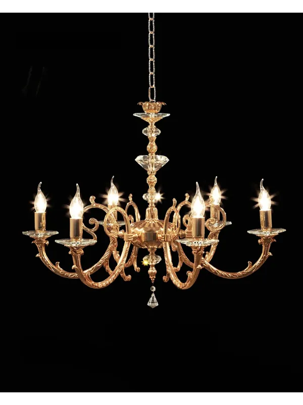 Lampadario classico in ottone e cristallo oro francese a 6 luci CL117 Offerta