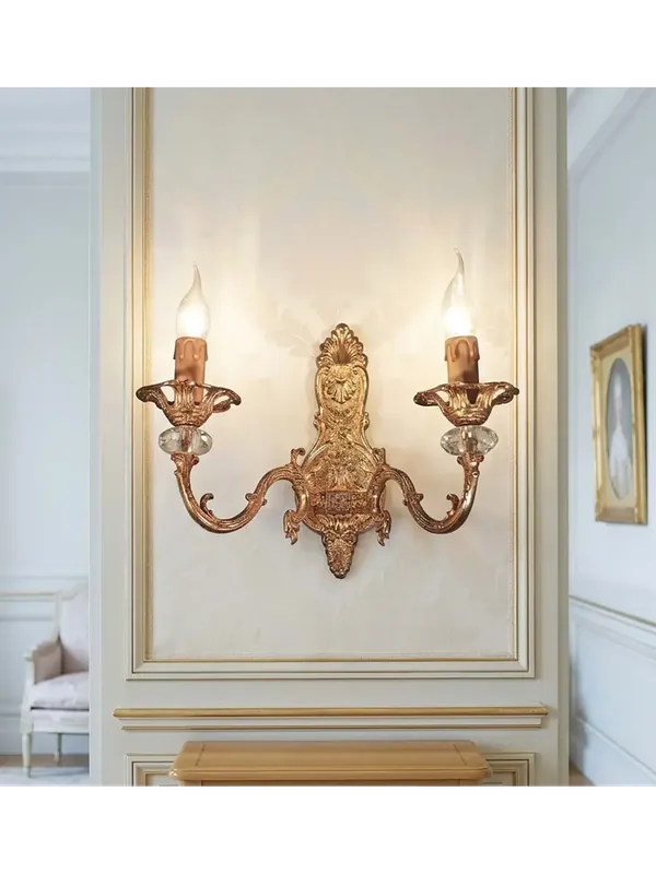 Subito Disponibile Applique classico in ottone e cristallo oro francese a 2 luci CL114
