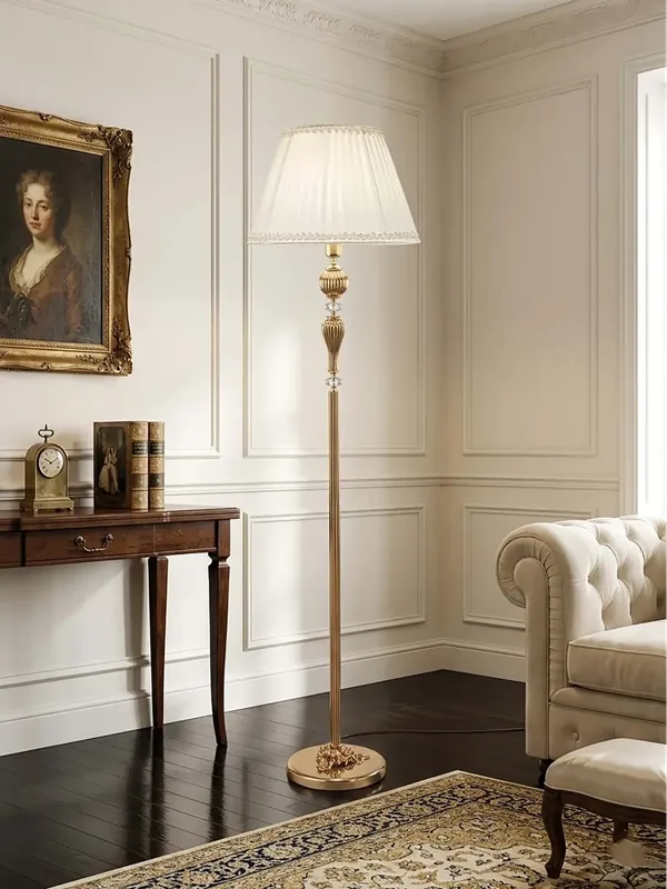 Piantana classica in ottone e cristallo oro francese a 1 luce CL113 Scelto Dai Clienti