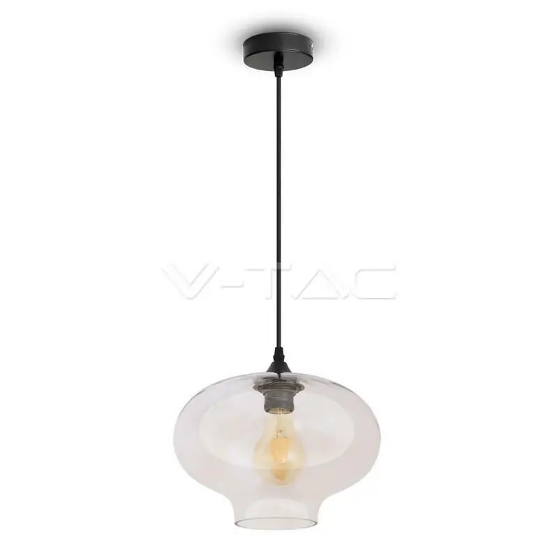 Offerta V-TAC LAMPADARIO CON PORTALAMPADA GLOBO ARTISTICO VETRO TRASPARENTE 280MM VT-7229 3867