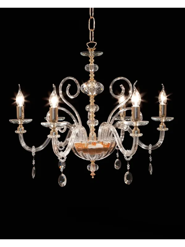 Lampadario classico in cristallo trasparente oro a 6 luci CL108 Nuova Collezione