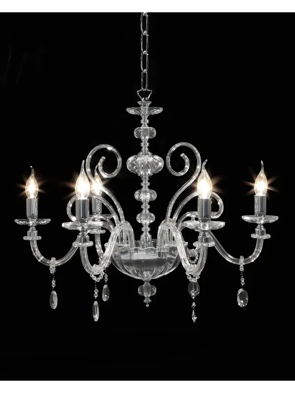 Lampadario contemporaneo in cristallo trasparente cromo a 6 luci CL107 Professionale