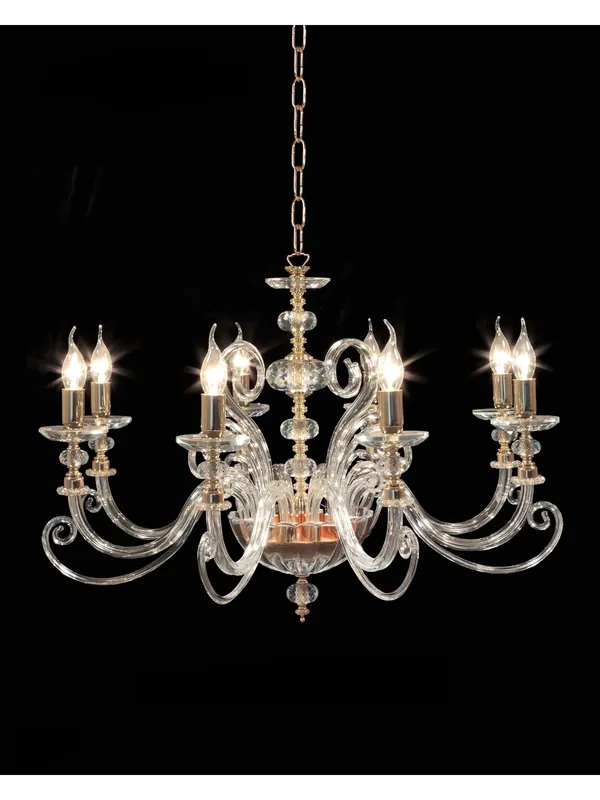 Lampadario classico in cristallo trasparente oro a 8 luci CL103 Prezzo Ridotto