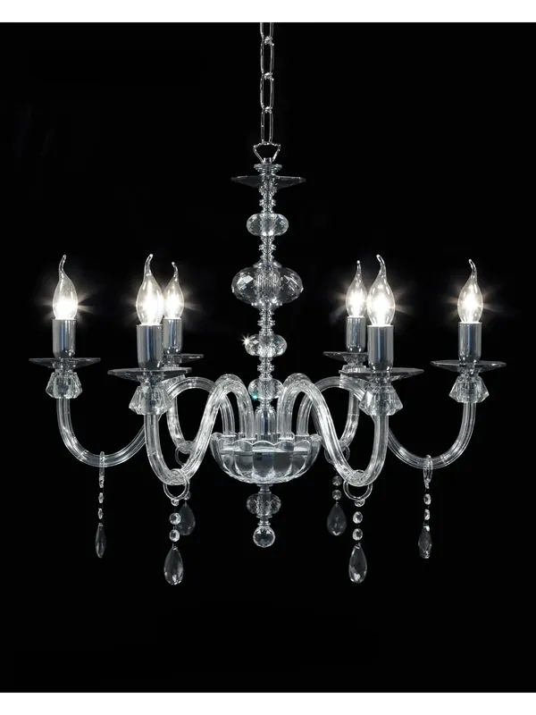 Occasione Imperdibile Lampadario contemporaneo in cristallo trasparente fumè a 6 luci CL100