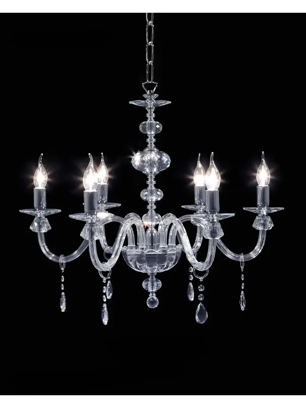 Consegna Rapida Lampadario contemporaneo in cristallo trasparente cromo a 6 luci CL099