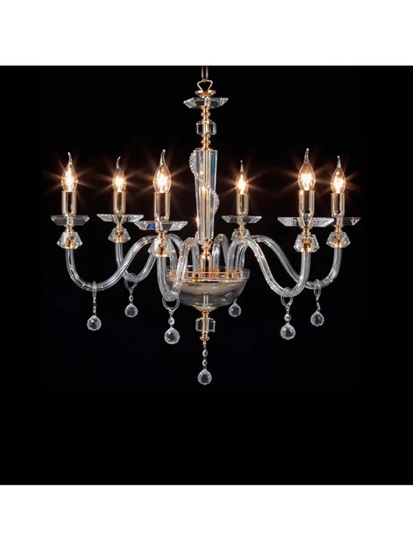 Lampadario classico in cristallo trasparente oro a 6 luci CL069 Compra Online