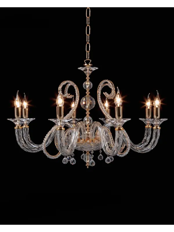 Super Prezzo Lampadario classico in cristallo e perle trasparenti oro 8 luci CL063