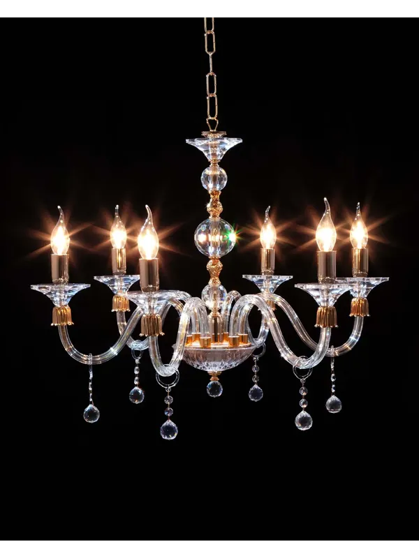 Acquista Ora Lampadario classico in cristallo trasparente oro a 6 luci CL050