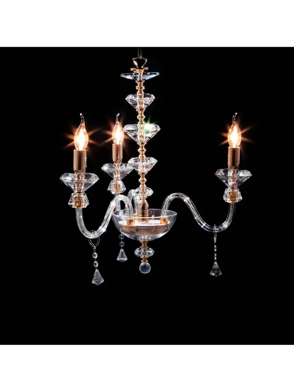Lampadario classico in cristallo trasparente oro a 3 luci CL046 Promo Stagionale