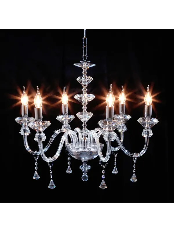Lampadario contemporaneo in cristallo trasparente cromo a 6 luci CL044 Promo Stagionale