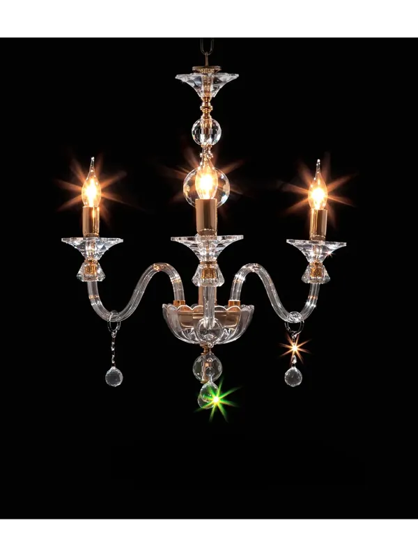 Must-Have Lampadario classico in cristallo trasparente oro a 3 luci CL040